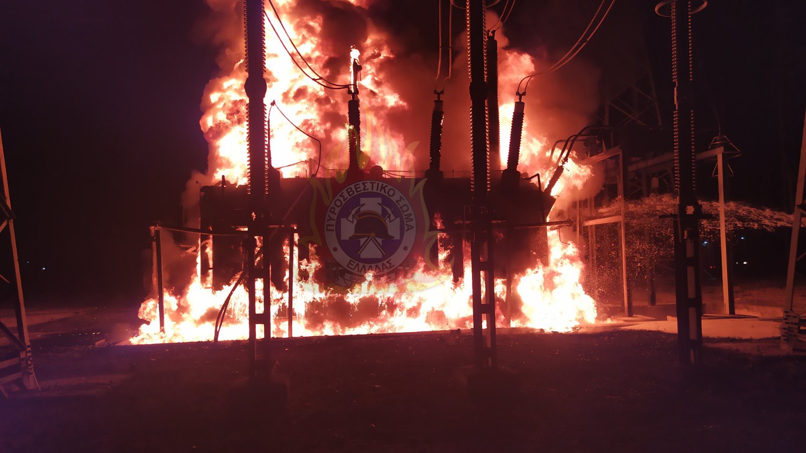 Λάρισα: Φωτιά στον υποσταθμό της ΔΕΗ στο Μοσχοχώρι 