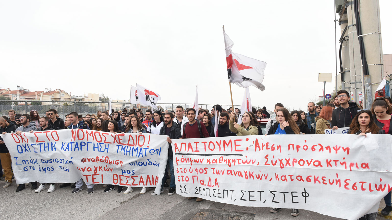 Φοιτητές του ΤΕΙ Θεσσαλίας διαμαρτυρήθηκαν έξω από το υπουργείο Παιδείας