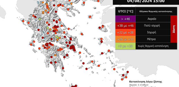 Πολύ Ισχυρή» θερμική καταπόνηση σε μεγάλο μέρος της χώρας 