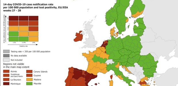 Χάρτης ECDC: "Κόκκινη" η Κρήτη