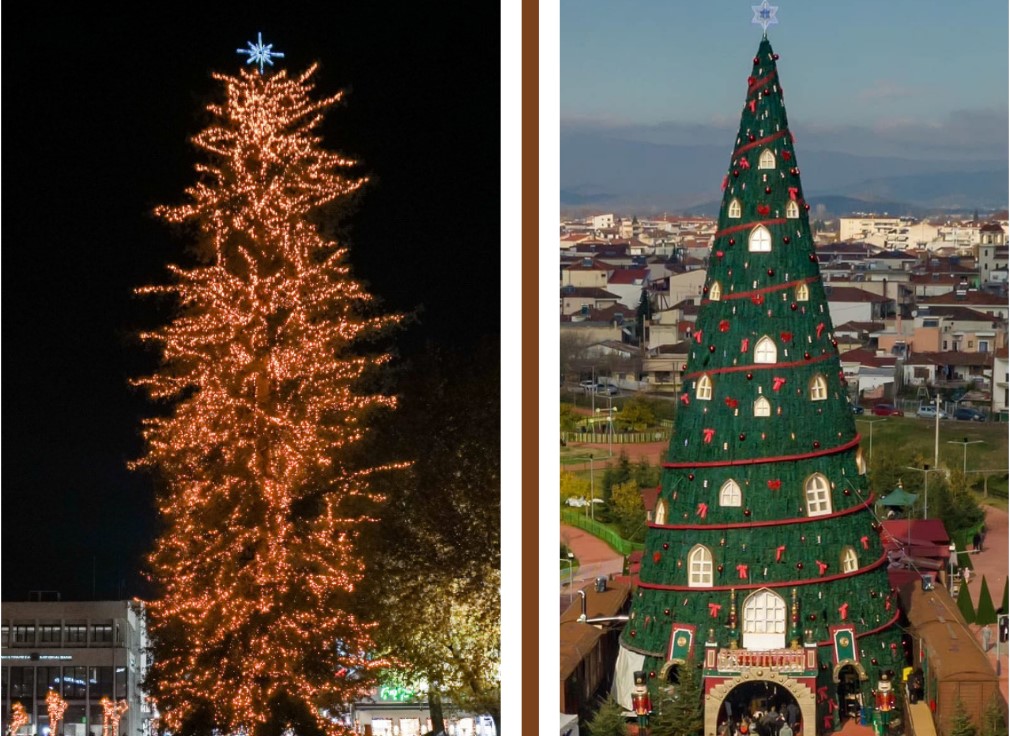 Στα Τρίκαλα τα δύο υψηλότερα χριστουγεννιάτικα δέντρα