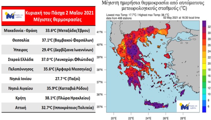 37.1 βαθμοί Κελσίου το μεσημέρι στην Βαμβακού Φαρσάλων