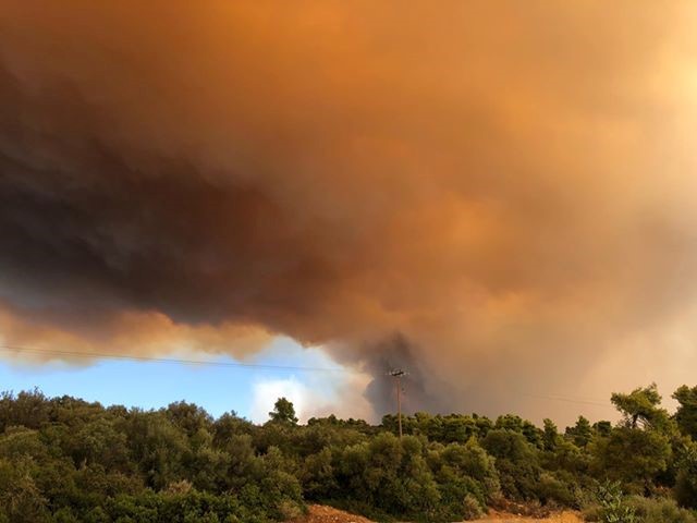 Μάχη με τις φλόγες στην Εύβοια