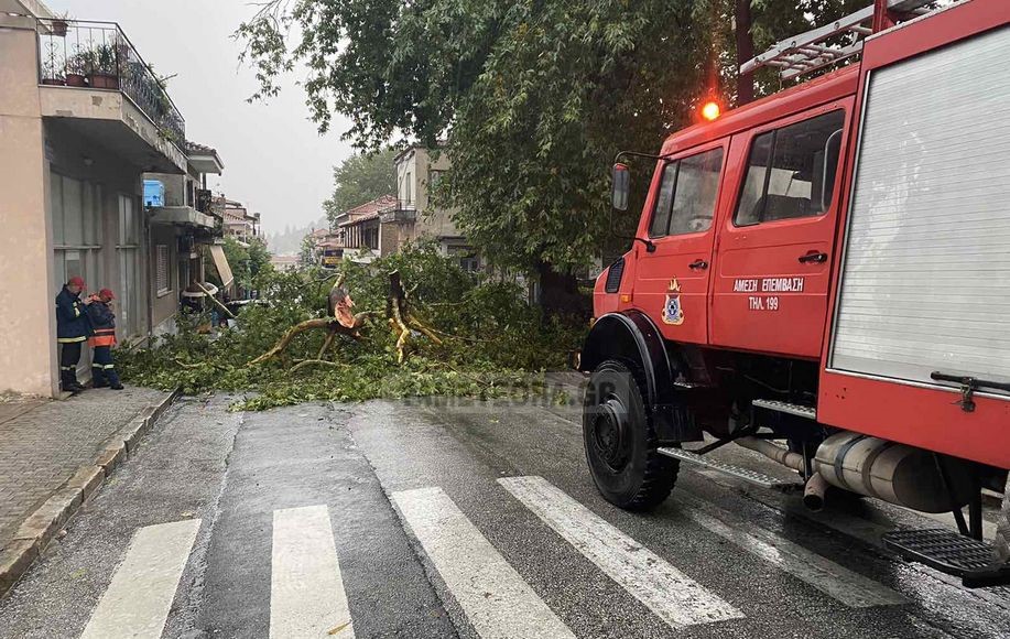 Δυνατή νεροποντή στην Καλαμπάκα 