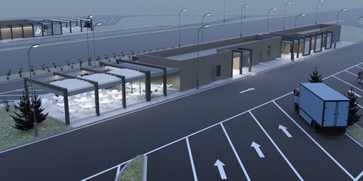 Πάρκινγκ φορτηγών με μπαρ και κάρτα εισόδου στο Αερινό